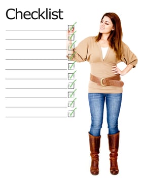 Woman ticking on a checklist - isolated over a white background.jpeg